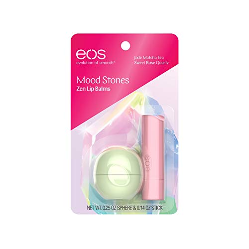 eos Mood Stones Zen Lip Balms Jade Matcha Tea Sphere (0.25 oz) and Sweet Rose Quartz Stick (0.14 oz)