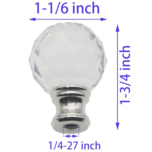 Image of 1 Pcs Crystal Lamp Finials Decorative Diamond Lamp Shade Finial 1-3 /4 inch Lamp Finial Cap Knob Clear Finials for Lamp Shades