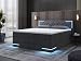 Produktbild wonello Boxspringbett 160x200 mit Bettkasten und LED-Beleuchtung - gemütliches Bett mit LED Beleuchtung - Stauraumbett 160 x 200 cm mit Matratze und Topper - anthrazit Samt-Stoff