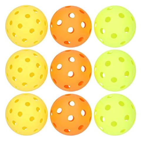 9pcs Pickleball Balls, Indoor Outdoor Practice PE Pickle Balls with 40/26 Small Precisely Drilled Holes, Durable and Consistent Bounce (Yellow/Orange/Green) Cover