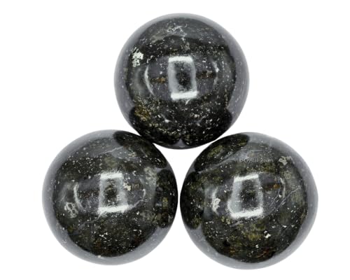 Image of Certified Nuummite Crystal Ball for Meditation - Premium Crystal Vastu Items for Home and Feng Shui Items for Good Luck - Ideal for Pooja Supplies and Spiritual Practices (2.5 inch Inch)
