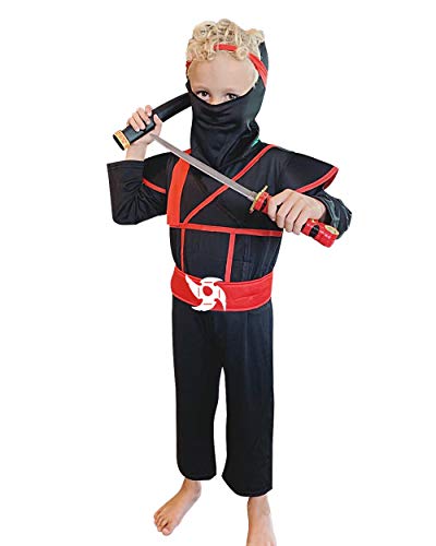 Joy Bang Ninja Child Costume Kids Halloween Costume Boys Ninja Clothes with Weapon Black - Thumbnail 2