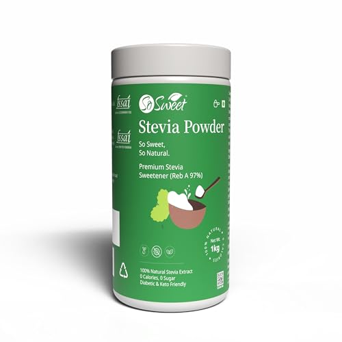 So Sweet Stevia Powder Sugar Free 100% Natural Zero Calorie Sweetener 1kg - Diabetic & Keto friendly
