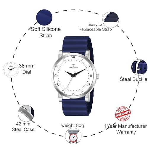 Image of TIMEWORKS Designer Round Dial Watch Silicon Changeable Smart Watch Strap with Smart pin Men's & Boy's Watch BG-408