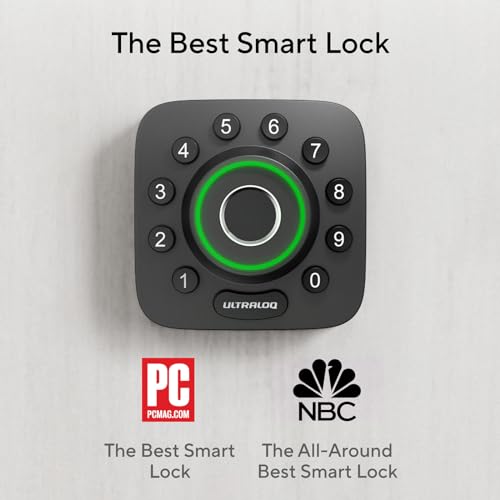 ULTRALOQ U-Bolt Pro Smart Lock, Keyless Entry Door Lock via Bluetooth, Smartphone, Fingerprint ID, Anti-peep Keypad, Auto Unlock, Smart Lock for Front Door, Smart Deadbolt Lock, IP65 Waterproof
