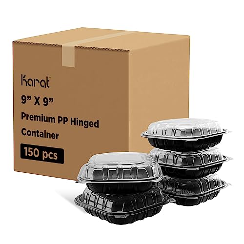 Karat Premium PP Hinged Container, Take Out Food Containers - Case (9
