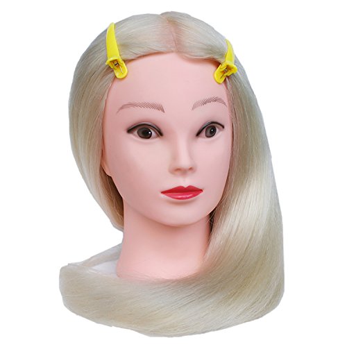 topbeauty peluquería formación cabeza cabeza maniquí de peluquería cabeza con libre abrazadera mixtos pelo 54 cm Rubio