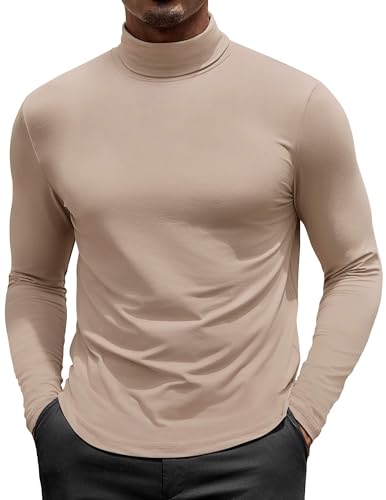 COOFANDY Mens Turtleneck Shirts Slim Fit Shirt Tops Lightweight Pullover Thermal Sweater Casual Long Sleeve Shirt