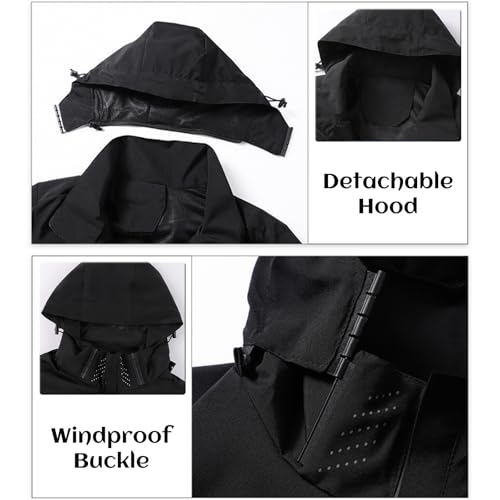 Custom Men's Waterproof Outdoor Jacket with Zipped Pockets Personalized Lightweight Windbreaker Hooded Rain Coat3