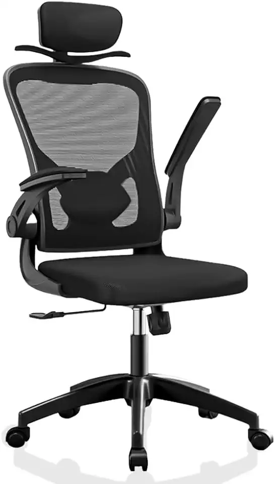 Cadeira de Escritório Ergonômica Giratória com Suporte para Lombar e Encosto de Cabeça Ajustável