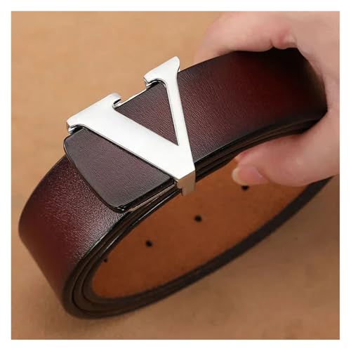 Women's Decorative Belt Smooth Buckle Leather Belt Letter V Jeans Belt For Women2