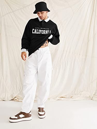 Image of Jump Cuts Mens Printed Polo Neck Full Sleeve Black Cottonblend T-Shirt