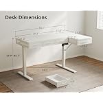 OffiGo L Shaped Electric Standing Desk with Wooden Drawers, 55 Inch Height Adjustable Corner Workstation with Power Outlets, Sit Stand Table for Home, Office, White - Image 3