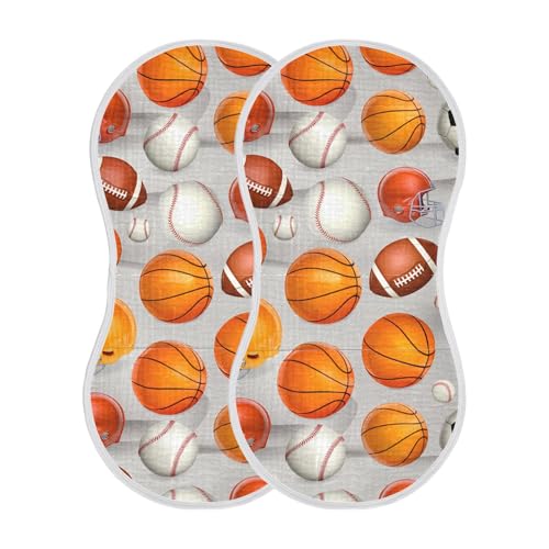 xigua Sports Balls Muslin Baby Burp Cloths Set of 2, Super Soft & Absorbent Burping Rags, Cotton Burp Clothes Shower Gift for Newborn, Baby Girls and Boys2