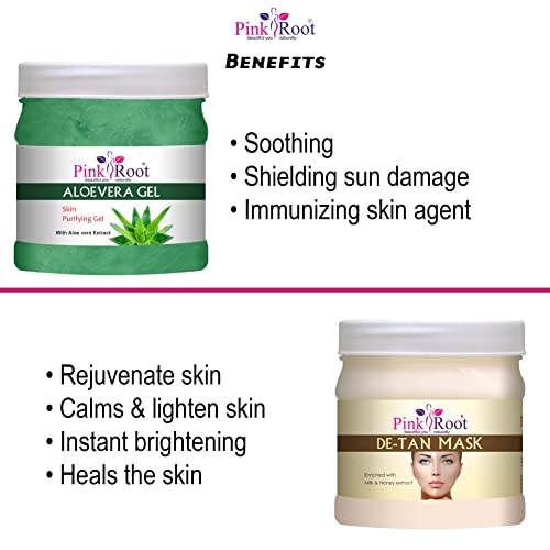 Image of Pink Root Aloe Vera Gel 500gm with De-Tan Mask 500gm