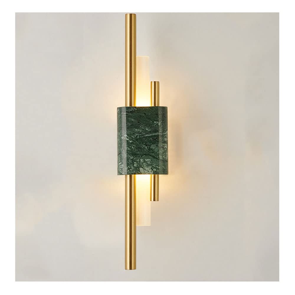 HCZKIUJY Nordic Long Strip Copper Wall Lamp with Marble Base, Indoor Aesthetics Decor Wall Light Sconce for Bedroom Living Room Hallway Stairs Aisle Light Fixture Lámpara de Pared