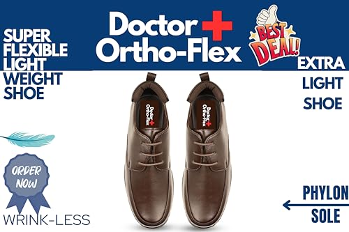 Image of Men's Orthopedic Formal Shoes - Lightweight Comfort with Arch Support, Memory Cushion Insole & Anti-Skid Sole | Stylish Office Wear | Model 1083 | Black, Brown, Tan-1083