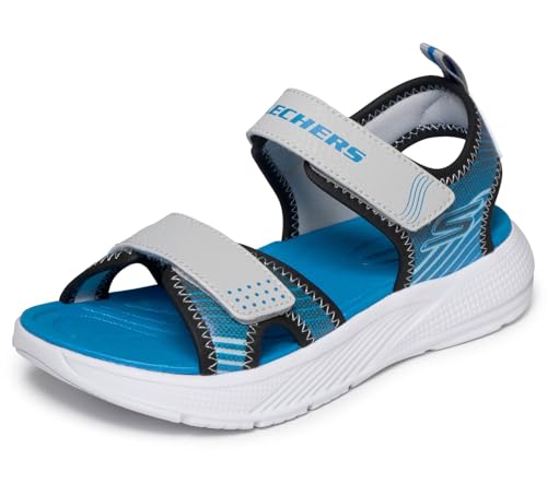 Basket Skechers Garçon Microspec-Splash en taille 27.5 EU gris et bleu