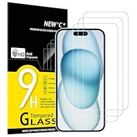 NEW'C 3 Pezzi, Vetro Temperato per iPhone 16, iPhone 15, iPhone 15 Pro (6,1 Pollici), Pellicola...