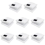 iGlow 8 Pack White Outdoor Garden 6 x 6 Solar SMD LED Post Deck Cap Square Fence Light Landscape PVC Vinyl Wood Bronze