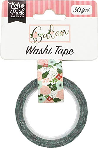 Echo Park Paper Company Glamorous Floral washi tape, teal, pink, black, green, cream