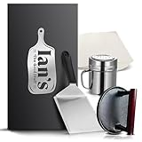 IAN's Smash Burger Press Kit - Cast Iron Burger Press (6.5 in), Smash Burger Spatula, Patty Pakers & Seasoning Shaker - Griddle, Flat Grill, Hibachi Accessories - Gifts for Dad