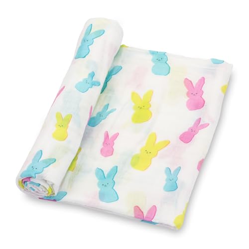 Image of LollyBanks Swaddle Blanket, 100% Cotton Muslin Swaddle Blankets, Neutral Swaddle Blanket 47 x 47 Inches, Baby Blanket for Boys and Girls, Baby Essentials, Registry (Easter Print)