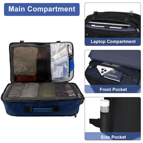 Image of Large Travel Backpack for Men 40L, TSA Flight Approved Carry On Backpack with Rain Cover, Water-resistant 17inch Travel Laptop Backpack Extra Large Luggage Suitcase Daypack Weekender Bag, Blue