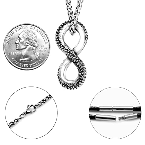 Infinity Necklace with Dragon Scales Design, Titanium Steel Pendant Gothic Punk Jewelry Gift for Him Men Women2
