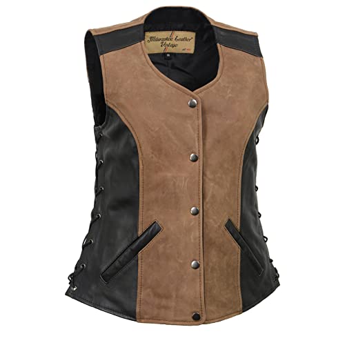 Image of Milwaukee Leather Women's Premium Classic Leather Motorcycle Rider Vest w /Adjustable Side Laces