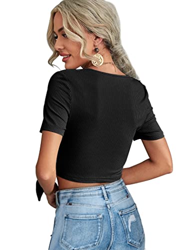 Crop Tops for Women Summer Cute Tops with Deep V Neck - Image 6