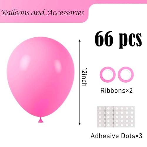 Image of Voircoloria Pink Balloons, 66pack 12inch Pink Latex Party Balloons for Wedding, Birthday, Graduation, Bridal Shower, Valentine's Day, Baby Shower, Gender Reveal, Anniversary Party Decorations