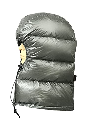 Jolmo Lander Goose Down Balaclava Warm Down Hood Winter Down Trooper Trapper Hat Down Hat for Camping,Skiing,Cycling (Grey)