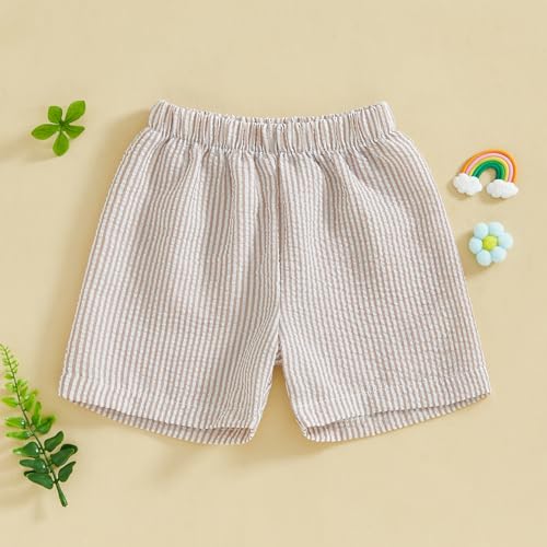 Toddler Kids Baby Boy Girl Gingham Seersucker Shorts Elastic Waist Striped Shorts Summer Casual Short Pants Bottoms3