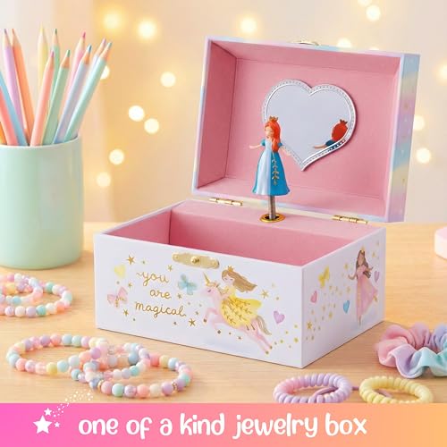 Image of Giggle & Honey Musical Princess Jewelry Box for Girls | Music Boxes for Little Girls | Toddler Jewelry Box for 4 Year Old Kids | Toys for Toddlers | Birthday Gifts for Kids 5, 6, 7, 8, 9 Years