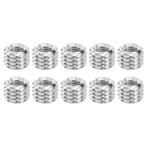 uxcell Thread Adapters Sleeve Reducing Nuts, 10 Pcs M8x1.25 Male to M5x0.8 Female Stainless Steel Nut Screw Reducer Conversion Fasteners, Threaded Insert Repair Sleeve Reducer Nut, Silver