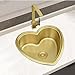 JINGTAO Kitchen Sink Gold Heart Shaped Sink Bar Ready Sink with Square Seven-Way Tap Sink with Soap Dispenser and Water Purifier Tap for Balcony Bar Kitchen (Color : Gold-B, Size : 52 * 48 * 22cm)