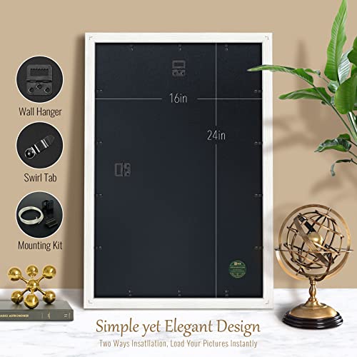 Image of VCK 16x24 Poster Frame Solid Wood White 3 Pack Picture Frames 16 x 24 Inches with Wall Mounting Hanging
