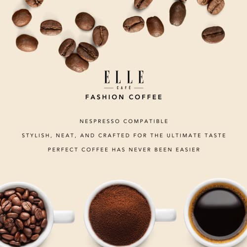 Elle Café French Roast Premium Medium-Darker Roast Aluminum Espresso Capsules 100 Count (Pack Of 10) | Intensity Level: 9 | 100% Arabica Coffee | Nespresso Compatible | Elle Fashion Café Coffee Portfolio | Notes Of Hazelnut, Caramel, And Spice | Single-Serve Coffee Pods #TOP5