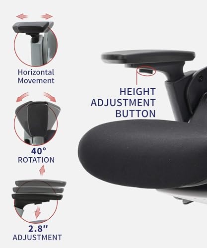 Image of CLATINA Ergonomic High Swivel Executive Chair Fabric Mesh Office Tables Chair with Adjustable Height Head 3D Arm Rest Lumbar Support and Upholstered Back for Home Office Conference Black