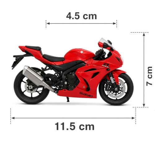 Image of Wizplex MSZ Suzuki GSX-R1000 1:18 Scale Officially Licensed Die Cast Metal Bike - Superbike Model with Steerable Wheel, Rear Suspension & Kickstand, Collectible Showpiece for Kids 6+ & Enthusiasts