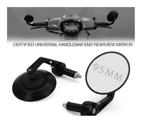 Espejos retrovisores moto universales de vidrio de 95 mm para manillar de bicicleta y motocicleta 2