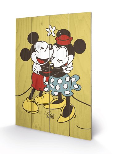 Disney Mickey & Minnie True Love Tableau Bois Premium 40 x 59 cm Édition Art