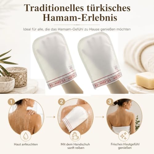 Kelebek Kese Turkish Hamam Bath Mitt, Dead Skin Remover, Body Scrub Gloves Exfoliating, Bath Glove Skin Exfoliating Spa Keses Mitt (2 Pack) – Ansicht 2