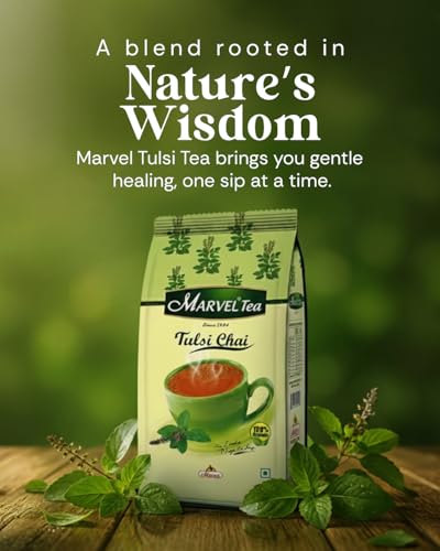 Image of Marvel Tulsi Tea 250gm, Classic Loose Tea, Handpicked Strong Healthy Kadak Chai with Basil From Assam & Darjeeling, Refreshing Aroma & Rich Taste