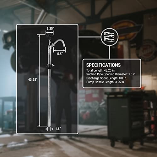 Tera Pump Vertical Lift 55 Gallon Drum Pump, 316 Self Priming Stainless Steel Def Drum Pump, Adjustable 2 Inch Bung Adapters To Fit 15-55 Gallon Drums, Great For Diesel, Kerosene, Solvents And More #TOP4