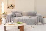 Picture of AMWAN Elegant Grey Sofa Cover Nordic Style Chenille Couch Cover for Sectional,L-Shape,Loveseat,Durable Sofa Slipcover Dogs,Cats,Kids,Machine Washable Furniture Protector Cover, 71"x118"