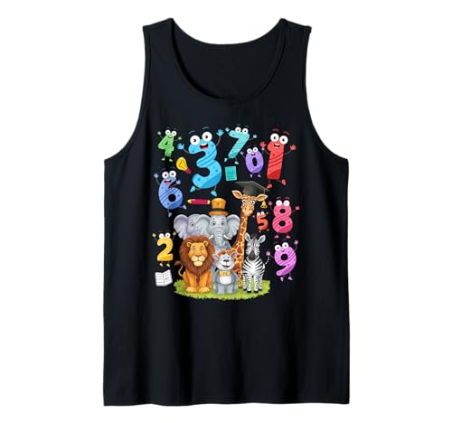 Idea de números del día de las matemáticas para niños, número de matemáticas de animales de safari Camiseta sin Mangas