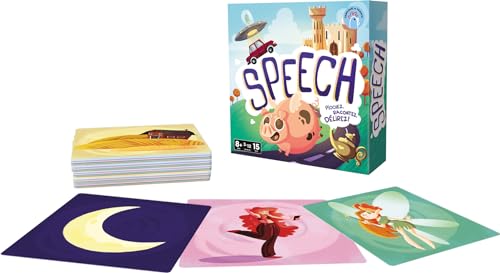 Asmodee - Speech - Jeu de Société Famille et Enfants dès 8 Ans - Jeu de Cartes - Créativité & Imagination - Inventez des Histoires à Partir d’Images - 5 Modes de Jeux - 3 à 12 Joueurs - en Français
