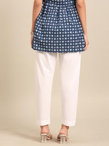 Image of TWIN BIRDS Women Cotton Straight Fit Pants | Ethnic Casual Daily Trousers